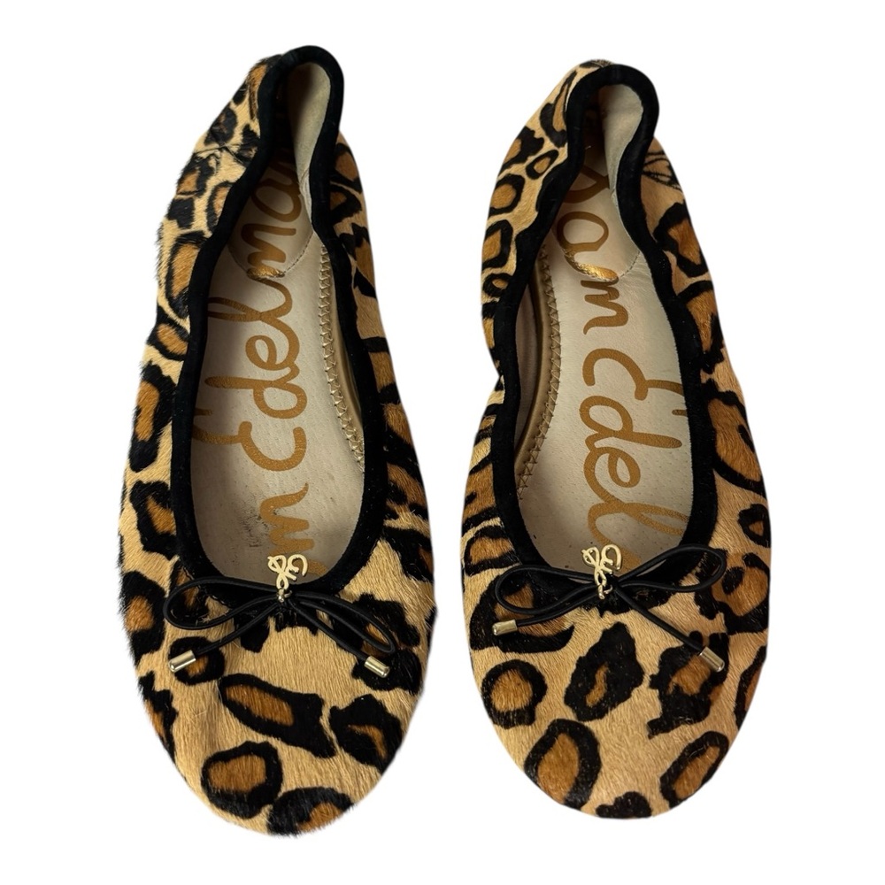 Sam Edelman Women’s Felicia Flat Shoes Calf Hair Leopard Print Wide Width 7.5W - Picture 2 of 9